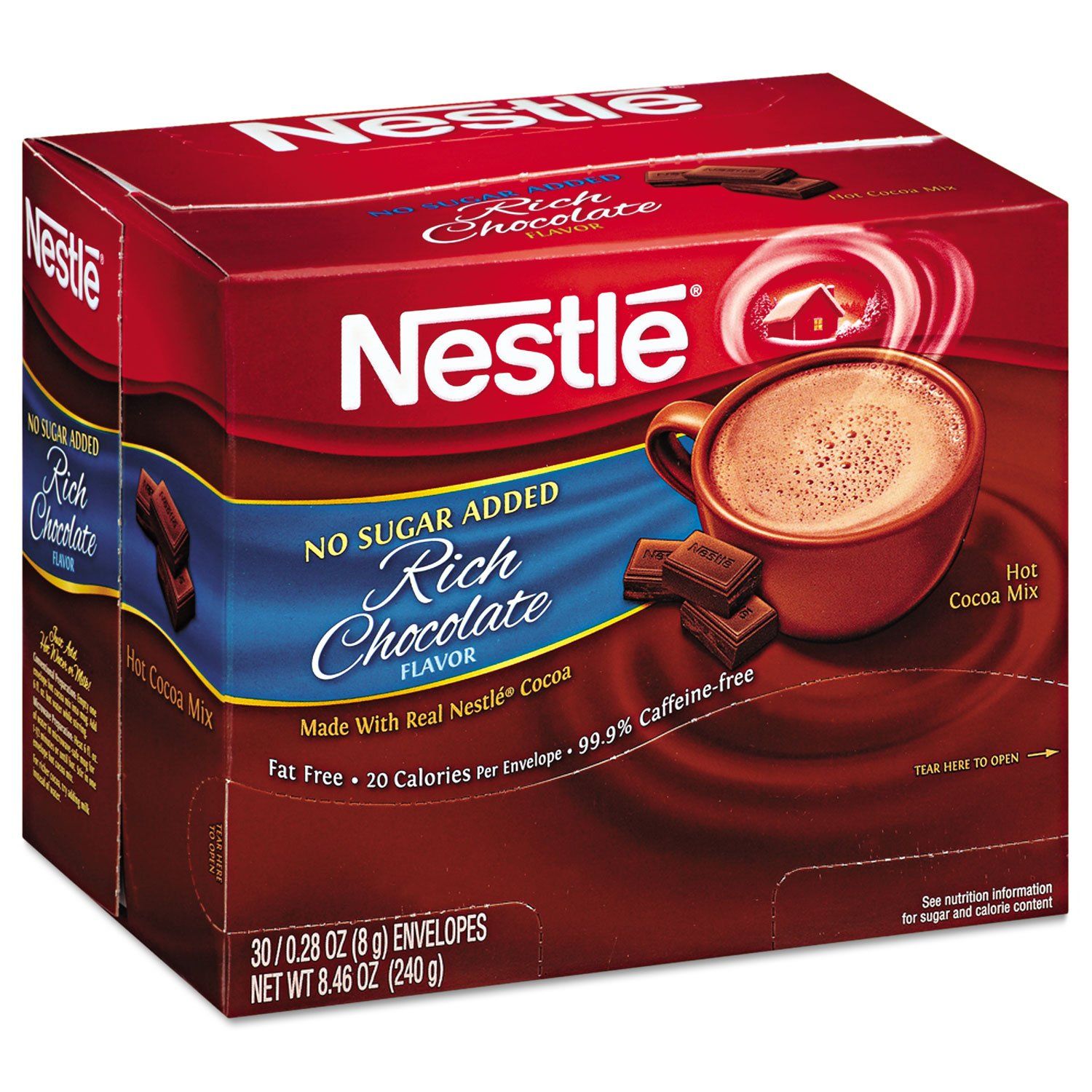 Nestle Hot Chocolate Packets, Hot Cocoa Mix, No Sugar Added and Fat Free, 0.28 oz Packet (Pack of 180)