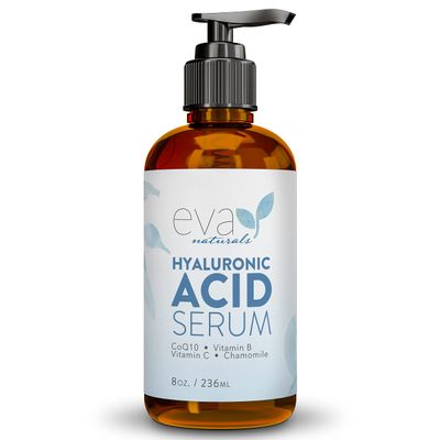Eva Naturals Anti-Aging Hyaluronic Acid Serum For Face - Professional Potent Hydrating Anti-Wrinkle Formula For Fine Line Uneven Skin Tone - Contains Vitamin C, B, E, Paraben Free (8 Oz)
