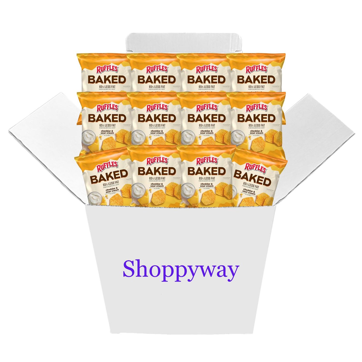 Baked, Ruffles Cheddar Sour Cream Potato Chips, 1.125 Ounce (Pack of 12) Value Pack Bundled by Shoppyway
