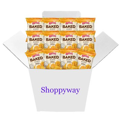 Baked, Ruffles Cheddar Sour Cream Potato Chips, 1.125 Ounce (Pack of 12) Value Pack Bundled by Shoppyway