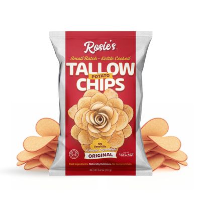 Rosie s Chips - Kettle Cooked Chips in Grass-Fed Beef Tallow with Sea Salt - (4 Pack) 5oz Bag