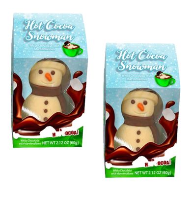 Hot Cocoa Snowmen - Pack of 2 - Decorated Belgian Chocolate with Marshmallows - Add to Hot Milk to Make Hot Cocoa - Smiling Sweets - Delicious Treats for All
