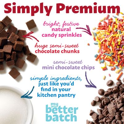 My Better Batch, Chocolate Chip and Double Chocolate Cookie Mix Variety Pack, Simple Cookie Recipe, Chocolate Cookies, Makes 64 Large Cookies, Non GMO, Kosher, 16oz (Pack of 4)