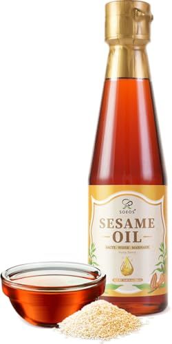 Soeos Sesame Oil, Toasted Sesame Seed Oil, 8.45 Fl Oz (250 ml), Nutty Flavor, Perfect for Asian Food, Noodles, Soup, Baking, and Stir-Fry