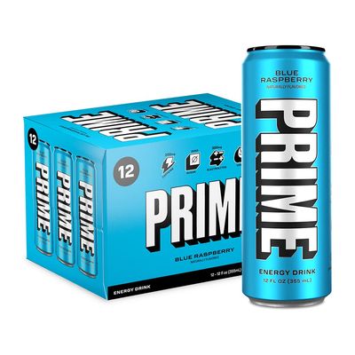 PRIME Energy BLUE RASPBERRY Zero Sugar Energy Drink Preworkout Energy 200mg Caffeine with 355mg of Electrolytes and Coconut Water for Hydration Vegan Gluten Free 12 Fluid Ounce 12 Pack