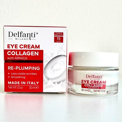 Delfanti-Milano COLLAGEN RE-PLUMPING EYE CREAM with ARNICA Smoothing Less Visible Wrinkles Fast Result Vegan Made in Italy
