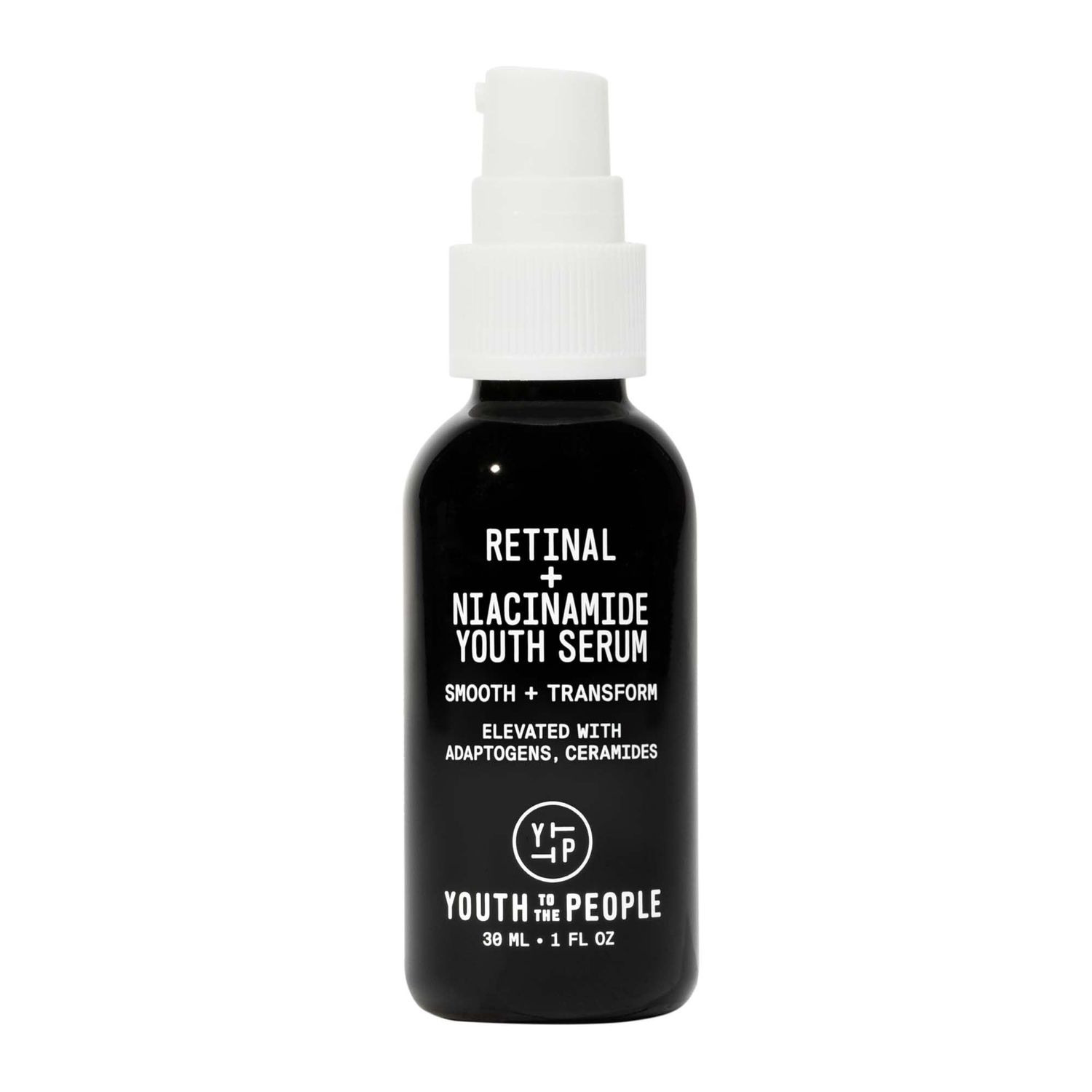 Youth To The People Retinal Niacinamide Youth Face Serum (1 fl oz), Smooths Textured Blemished Skin, Reduces Fine Lines, Brightens Uneven Tone, Adaptogens Ceramides, Fragrance-free, Vegan