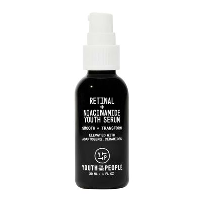 Youth To The People Retinal Niacinamide Youth Face Serum (1 fl oz), Smooths Textured Blemished Skin, Reduces Fine Lines, Brightens Uneven Tone, Adaptogens Ceramides, Fragrance-free, Vegan