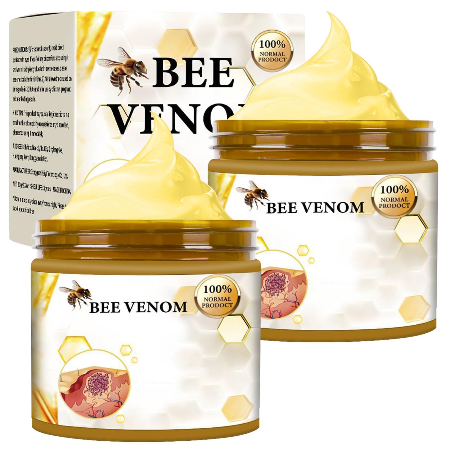 Bee Venom Cream, New Professional Bee Venom Repair Cream, Hydrating Moisturizing CreamSuitable for all skin types in men and women 2Pc