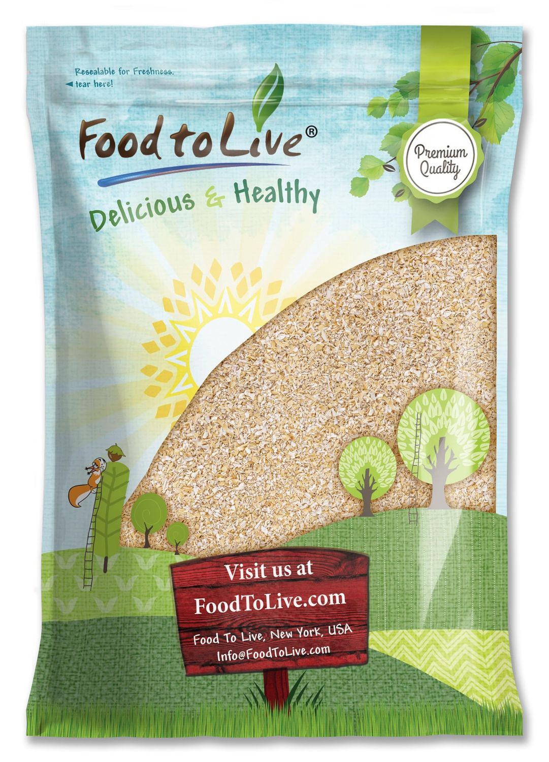 Food to Live Oat Bran, 8 Pounds - A Nutritional Powerhouse High Fiber Hot Cereal, Milled from High Protein Oats. Raw, Unprocessed, Vegan, Kosher, Bulk. Good for Dukan Diet