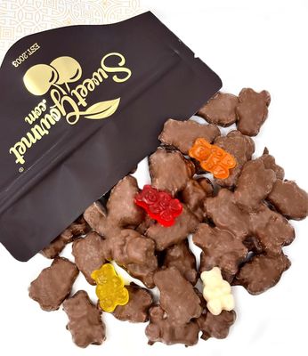 SweetGourmet Milk Chocolate Covered Gummy Bears Cherry, Orange, Pineapple, StrawberryBanana 1 Pound