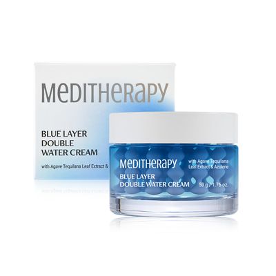 Bluelayer Double Water Cream - Daily Face Moisturizer for Hydrating and Firming - Capsule and Gel Cream with Nano-hyaluronic Acid Blue Agave for Radiant Glow - Suitable for All Skin Types - 1.76 oz.