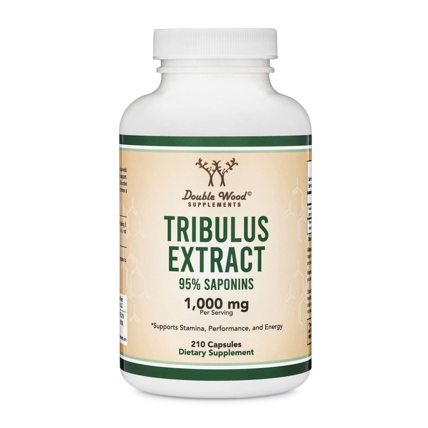 Tribulus Terrestris for Men (Purest 95 Saponin Content) 210 Capsules, 1,000mg Concentrated Fruit Extract (Third Party Tested, Vegan Safe, Non-GMO) for Stamina and Energy by Double Wood