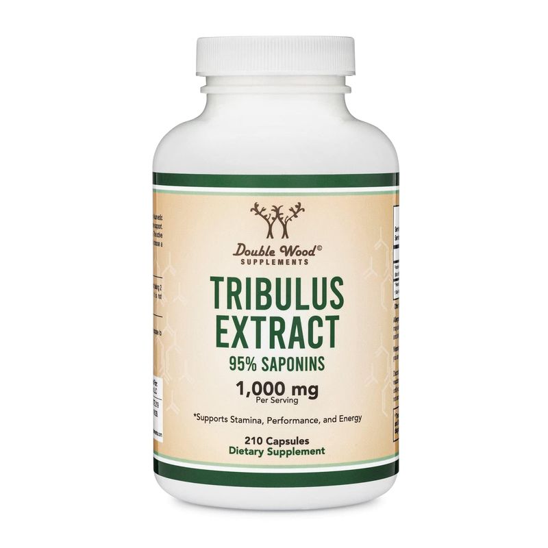 Tribulus Terrestris for Men (Purest 95 Saponin Content) 210 Capsules, 1,000mg Concentrated Fruit Extract (Third Party Tested, Vegan Safe, Non-GMO) for Stamina and Energy by Double Wood