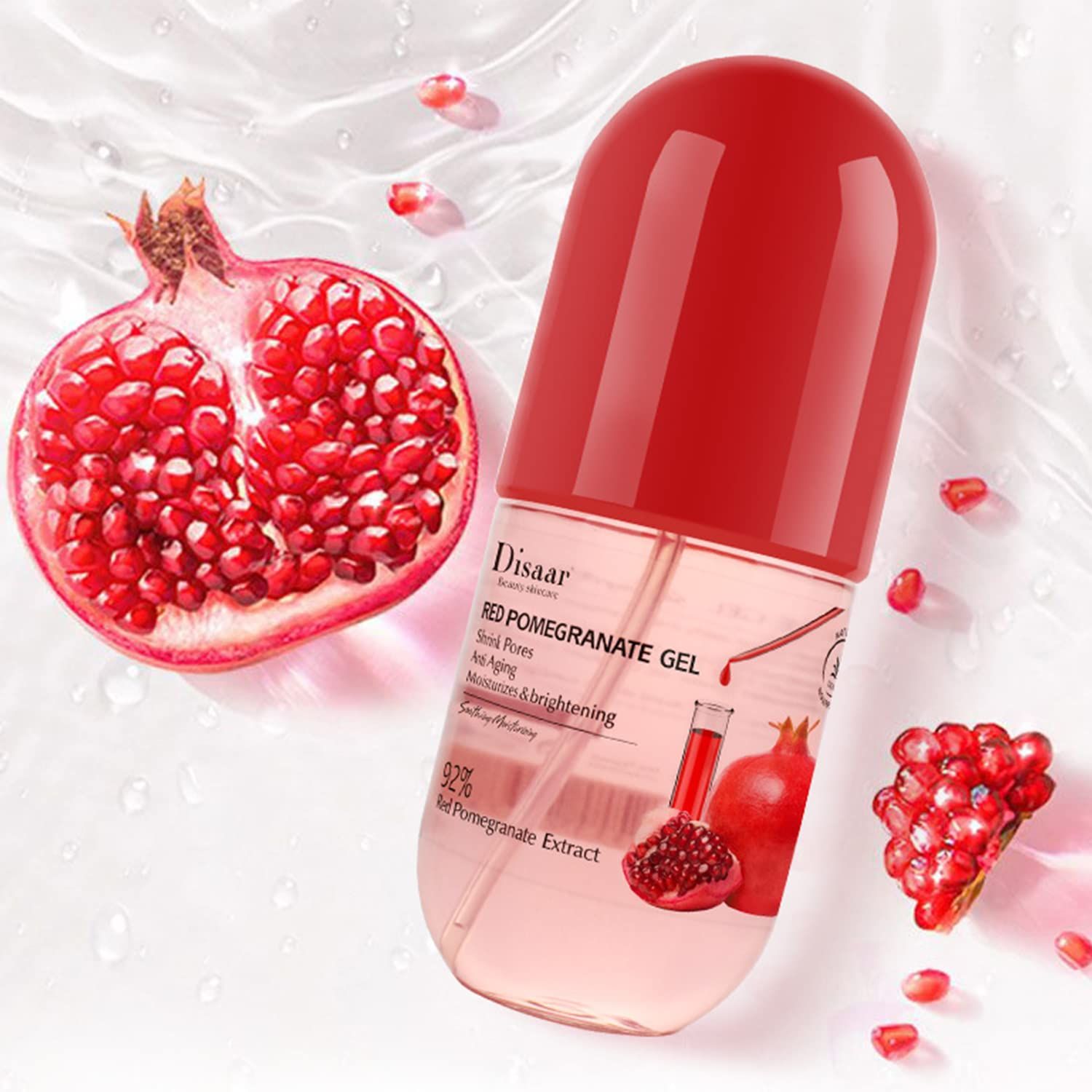 DISAAR Beauty Aloe Vera Gel Cracked Skin Refreshing After Sun Moisturizing 280ml9.45oz (Red Pomegranate Gel)