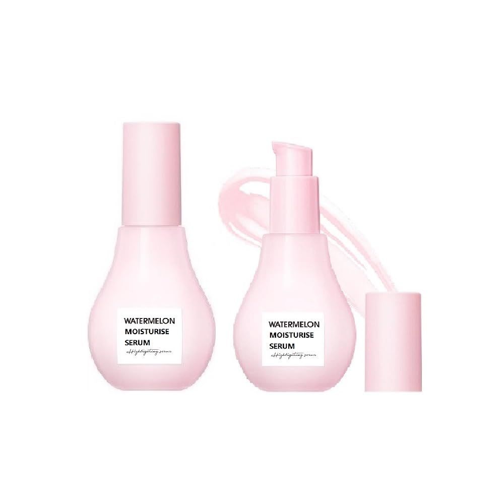 2 Pcs Watermelon Moisturizer Glow Priming Serum,Hydrating Brighten with Hyaluronic Acid Lightweight Facial Serum.
