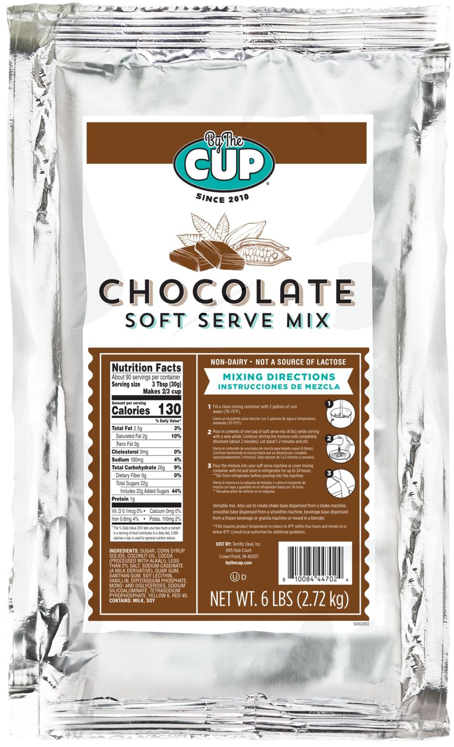 By The Cup Non-Dairy Chocolate Soft Serve Mix, Gluten Free, 6 lb Bag