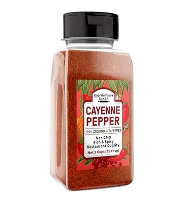 Unpretentious Ground Cayenne Pepper, 2 Cup Shaker, Pure Natural, Fresh, Gluten-Free