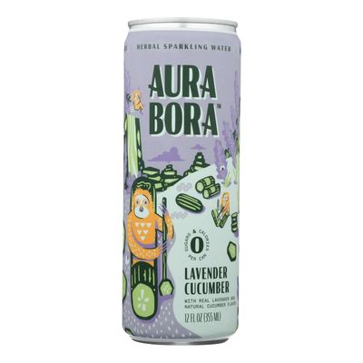 Aura Bora Herbal Sparkling Water Lavender Cucumber, 12 Ounce