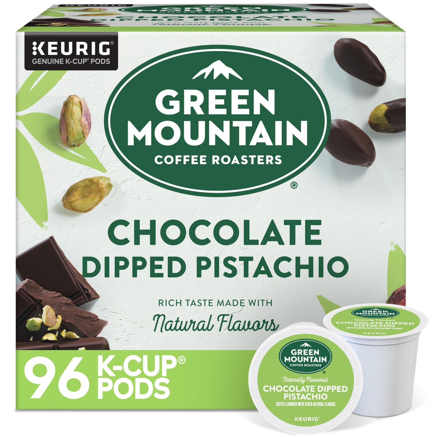 Green Mountain Coffee Roasters Chocolate Dipped Pistachio Flavored Coffee, Single Serve Keurig K-Cup Pod, 96-count pods, (4 pack of 24)
