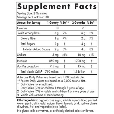 Nordic Naturals Kids Nordic Flora Probiotic Gummies, Merry Berry Punch - 60 Gummies - 1.5 Billion CFU Prebiotic Fiber - Non-GMO, Vegan - 30 Servings