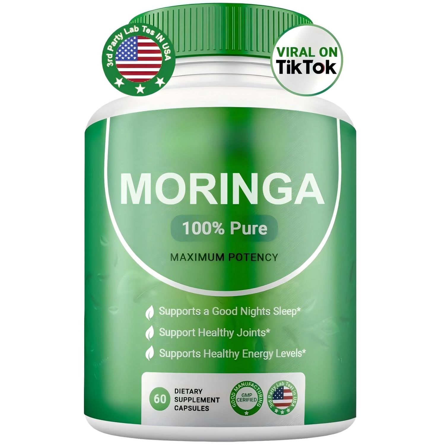 Moringa Powder Capsules - 800mg of Pure Nutrient-Rich Moringa Powder - A Natural Green Antioxidant Superfood - Supports Energy, Gut HealthEssential Vitamins Amino Acids