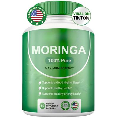 Moringa Powder Capsules - 800mg of Pure Nutrient-Rich Moringa Powder - A Natural Green Antioxidant Superfood - Supports Energy, Gut HealthEssential Vitamins Amino Acids