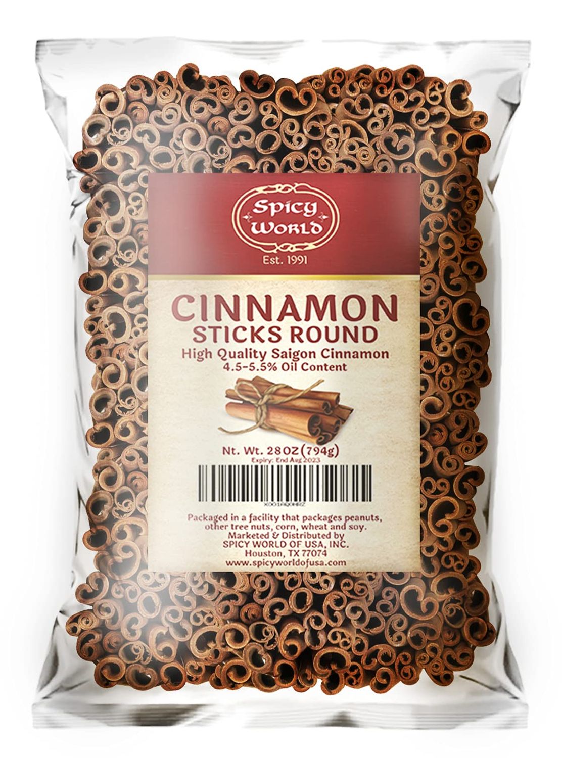 Spicy World Cinnamon Sticks 1.75 Pound Bulk Bag - 150 to 175 Sticks - Strong Aroma, Perfect for Baking, Cooking Beverages - 3 Inches Length - Cassia Saigon Cinnamon from Vietnam 28 Oz