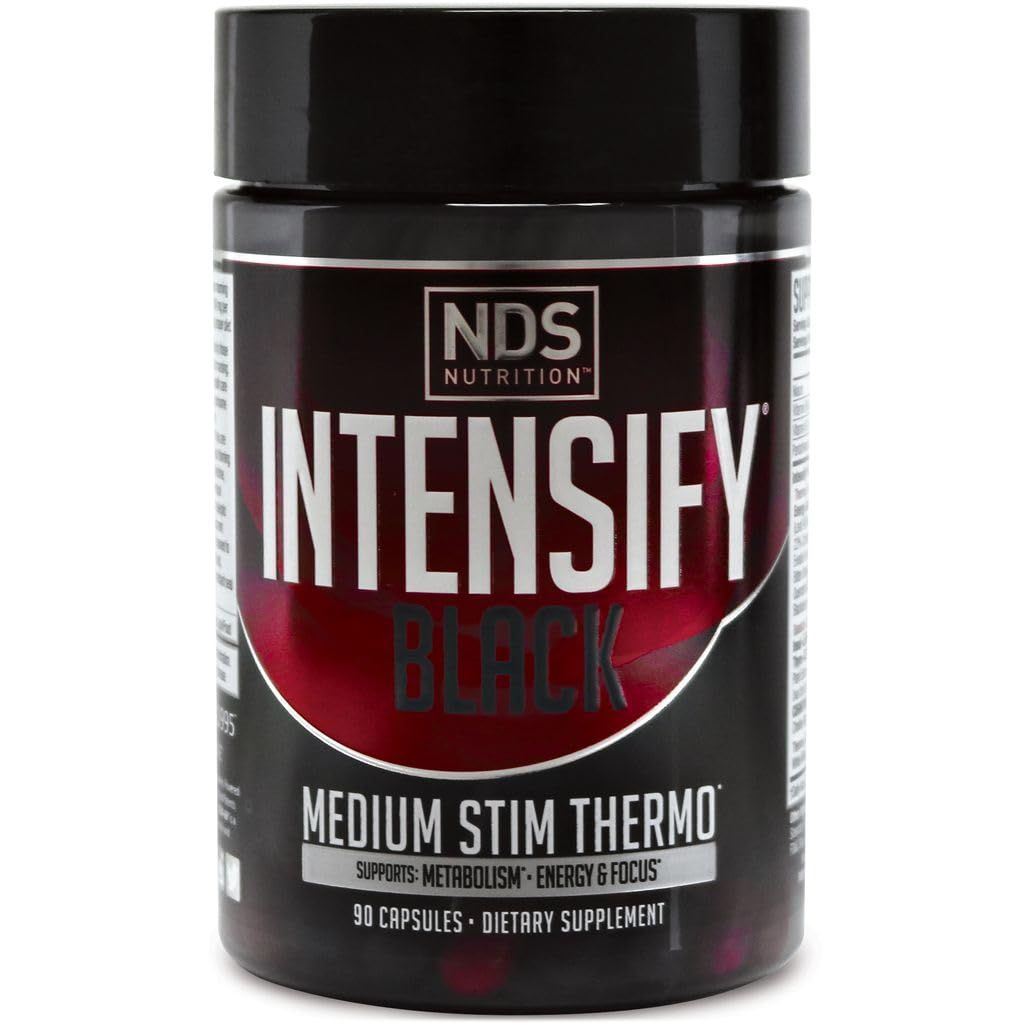 Intensify NDS Nutrition Black - Thermogenic Blend with Advantra Z for Fat and Water Loss - Boost Metabolism, Burn Calories, Help Suppress Appetite - Improve Body Tone, Muscle Definition - 90 Capsules