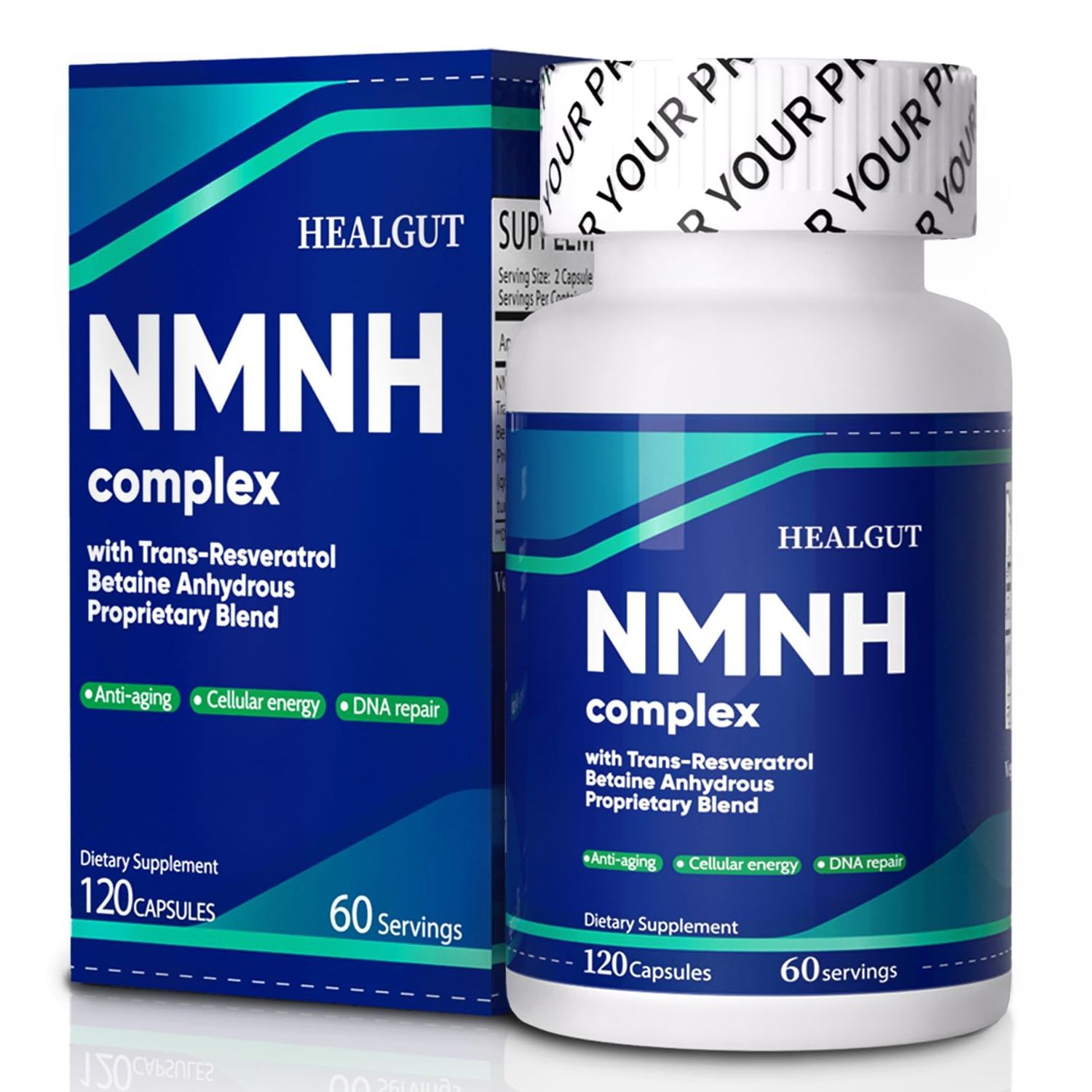 HEALGUT High-Purity NMN Supplement Alternative Liposomal NMNH wResveratrol Betaine - Reclaim Women&#39;s Innate Radiance - 120 Capsules for Anti-Aging, Energy, Focus