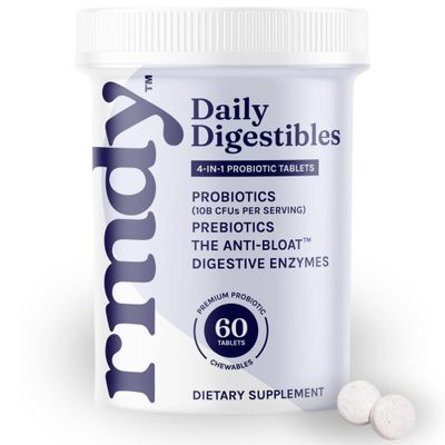 rmdy Constipation, Bloating, Gas Relief Relief from Diarrhea, IBS Probiotic for Digestive Health Gut 60 Sugar Free Chewable Bloating Relief Tablets