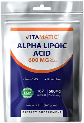 Vitamatic Pure Alpha Lipoic Acid (ALA) 600mg Per Serving - 167 Servings - Non-GMO Gluten Free