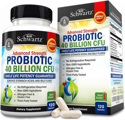Daily Probiotic Supplement 40 Billion CFU - Gut Health Complex with Astragalus and Lactobacillus Acidophilus Probiotic for Women and Men - Shelf Stable, with Prebiotics for Digestive Health 120 ct