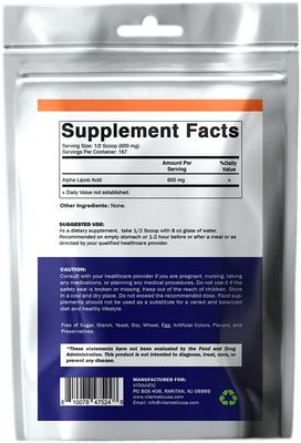 Vitamatic Pure Alpha Lipoic Acid (ALA) 600mg Per Serving - 167 Servings - Non-GMO Gluten Free