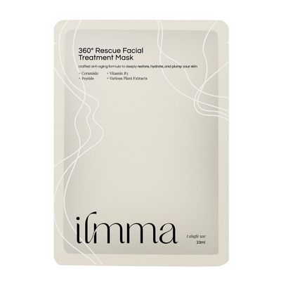 ilmma Featured in Grammys Gift Bag 360 Rescue Ceramide Peptide Vitamin B Facial Treatment Mask Ultra Rich Formula for All Skin Types Sensitive Skin (1 sheet)