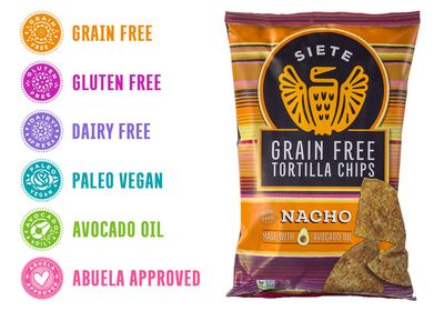 Siete Nacho Grain Free Tortilla Chips, 5 oz bags, 2-Pack
