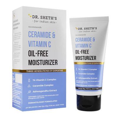 Dr. Sheth&#39;s Ceramide Vitamin C Oil-Free Face Moisturizer Enhances Glow Strengthens Skin Barrier Deeply Hydrates Lightweight for All Skin Types 1.76 Oz50 g