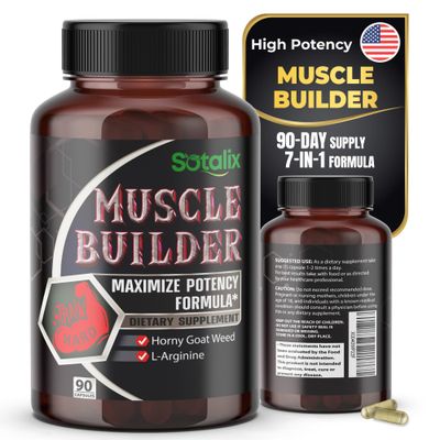 Ultra Muscle Builder Supplement Highest Potency with L-Arginine, Tribulus - Increase Energy, Stamina, Strength, Sports Training Support 90-Day Supply (90 Count (Pack of 1))