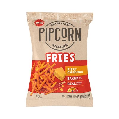 Heirloom Baked Fiery Cheddar Fries by Pipcorn - 1oz 24pk - Healthy Snacks, Gluten Free Snacks, Non-GMO, Upcycled Heirloom Corn Flour, Vegan