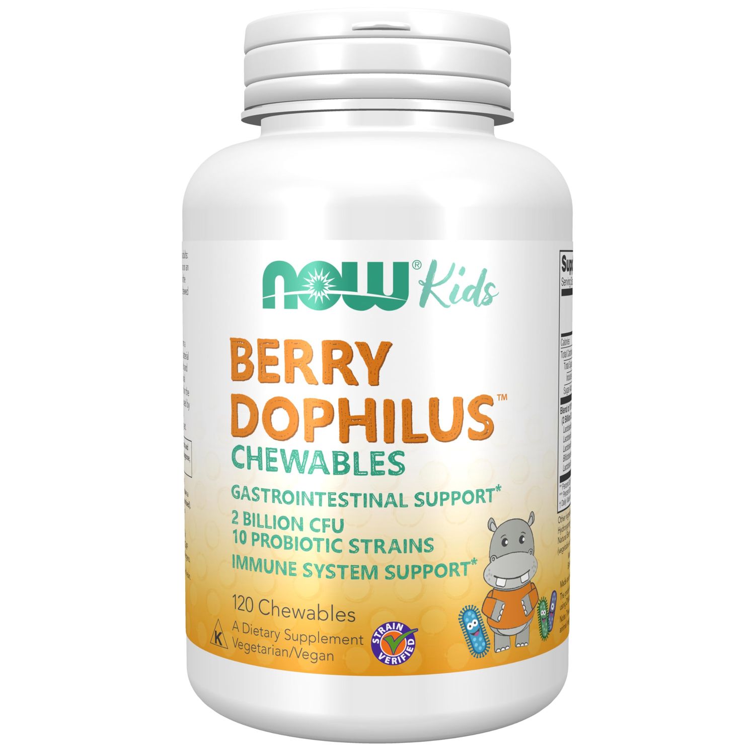 NOW Foods Supplements, BerryDophilus with 2 Billion, 10 Probiotic Strains, Xylitol Sweetened, Strain Verified, 120 Chewables, packaging may vary