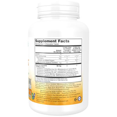 NOW Foods Supplements, BerryDophilus with 2 Billion, 10 Probiotic Strains, Xylitol Sweetened, Strain Verified, 120 Chewables, packaging may vary