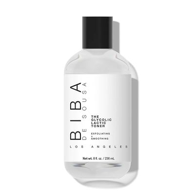 BIBA DE SOUSA The Glycolic Lactic Toner - Exfoliating Toner with AHA, Hyaluronic Acid, and Aloe Vera - Illuminates Skin Complexion Without Excessive Drying (8 oz)