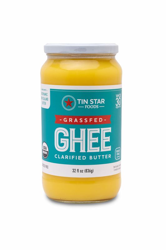 Tin Star Foods Grassfed Organic Ghee -365 Pasture Grazed, Hand Crafted Clarified Butter - Keto, Whole 30 and 21 Day Detox Approved, Lactose Free, Casein Free, - 32 fl oz