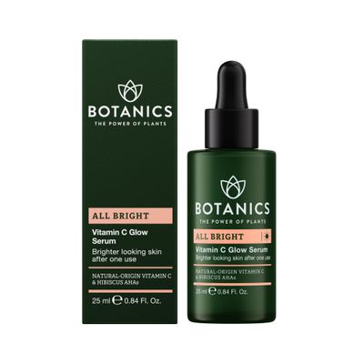 Botanics Vitamin C Face Serum - All Bright Glow Serum with Natural-Origin Vitamin C - Encourage Brighter, More Even-Looking Skin - Vegan Cruelty-Free Skin Care - Pair with Sunscreen (1 Fl Oz)