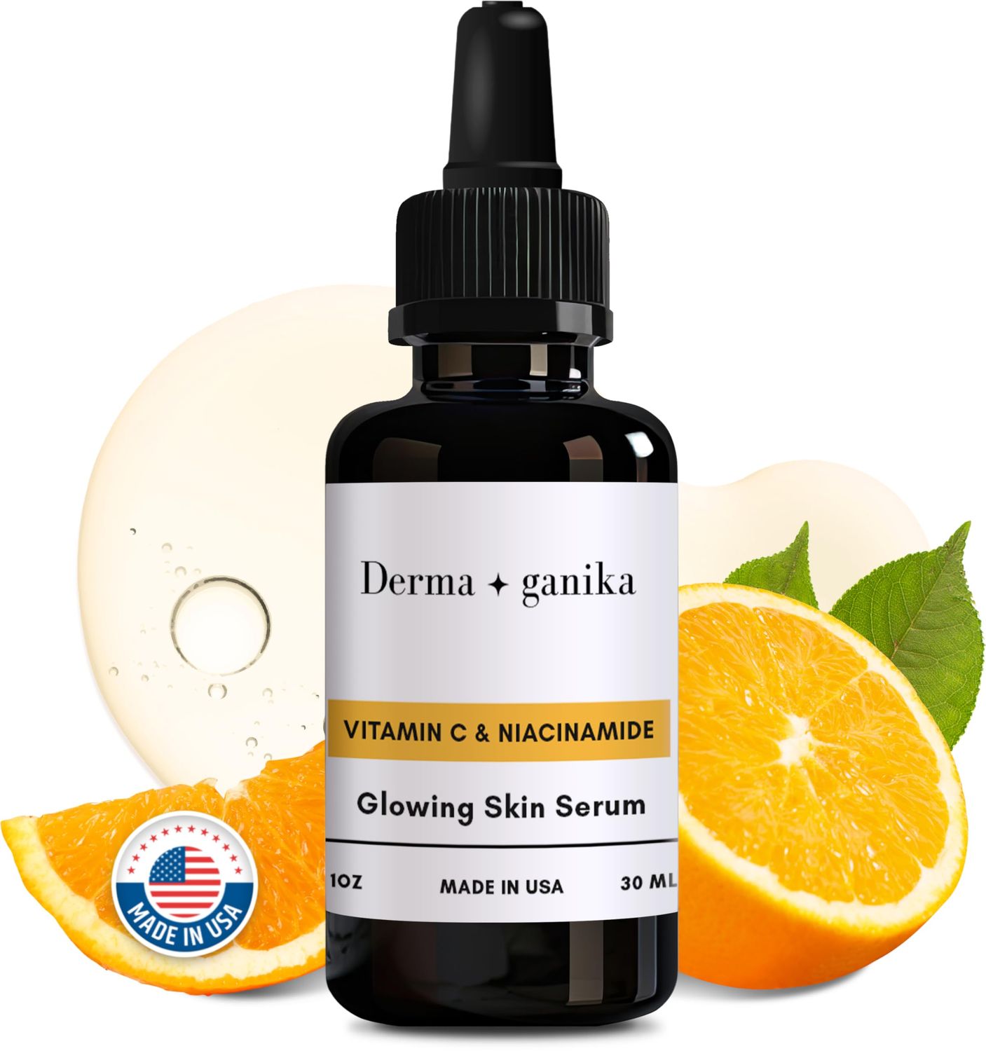 Derma ganika Vitamin C Niacinamide Serum - Made in USA Brightening Rejuvenating Face Serum Boosts Collagen, Evens Skin Tone, and Reduces Dark Spots