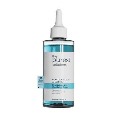 The Purest Solutions Exfoliating and Clarifying Toner (Glycolic Acid 5 AHA BHA) - for All Skin Types - Balance Sebum Secretion - Reduce Pores Appearance - Vegan Cruelty Free (6.76 fl. oz)