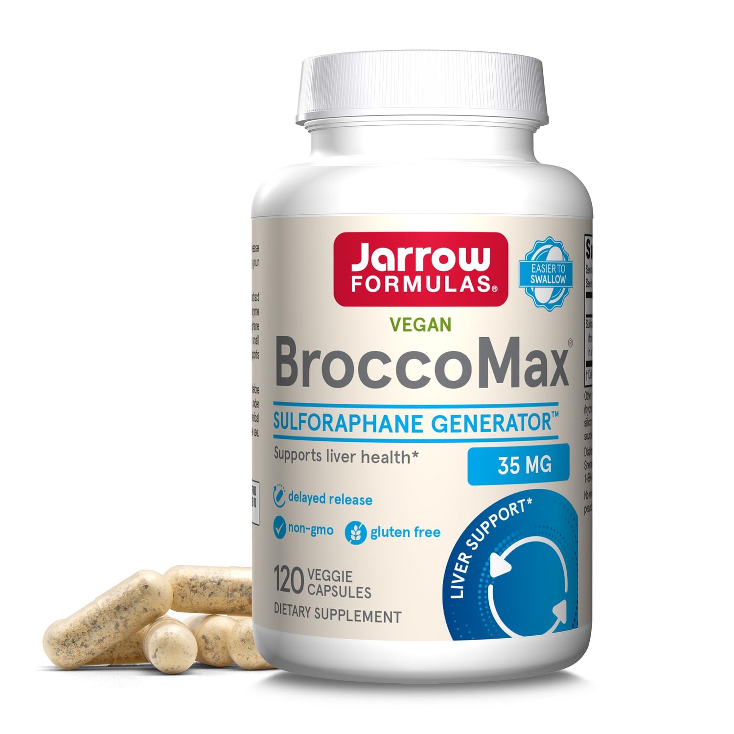 Jarrow Formulas BroccoMax Sulforaphane Glucosinolate 35 MG, Sulforaphane Generator Supports Liver Health, 120 Veggie Capsules, Up to a 60 Day Supply