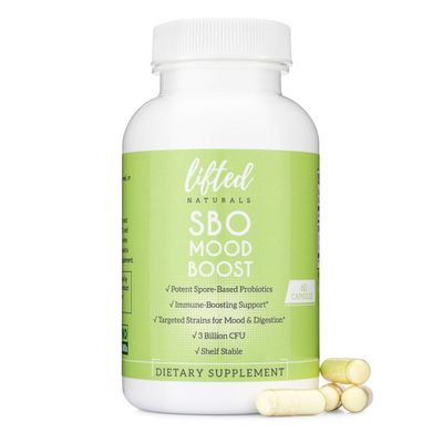 Lifted Naturals Spore Based Probiotic Probiotics - SBO Mood Boost - SporeSoil-Based - Digestion Natural Mood Support - Histamine-Free - 60 Day Supply, Non-GMO, Dairy-Free, Gluten-Free, Vegan