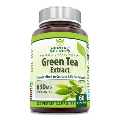 Herbal Secrets Green Tea Extract 630 Mg Per Serving Veggie Capsule Supplement Non-GMO Gluten Free Made in USA (1 Pack, 120 Count)