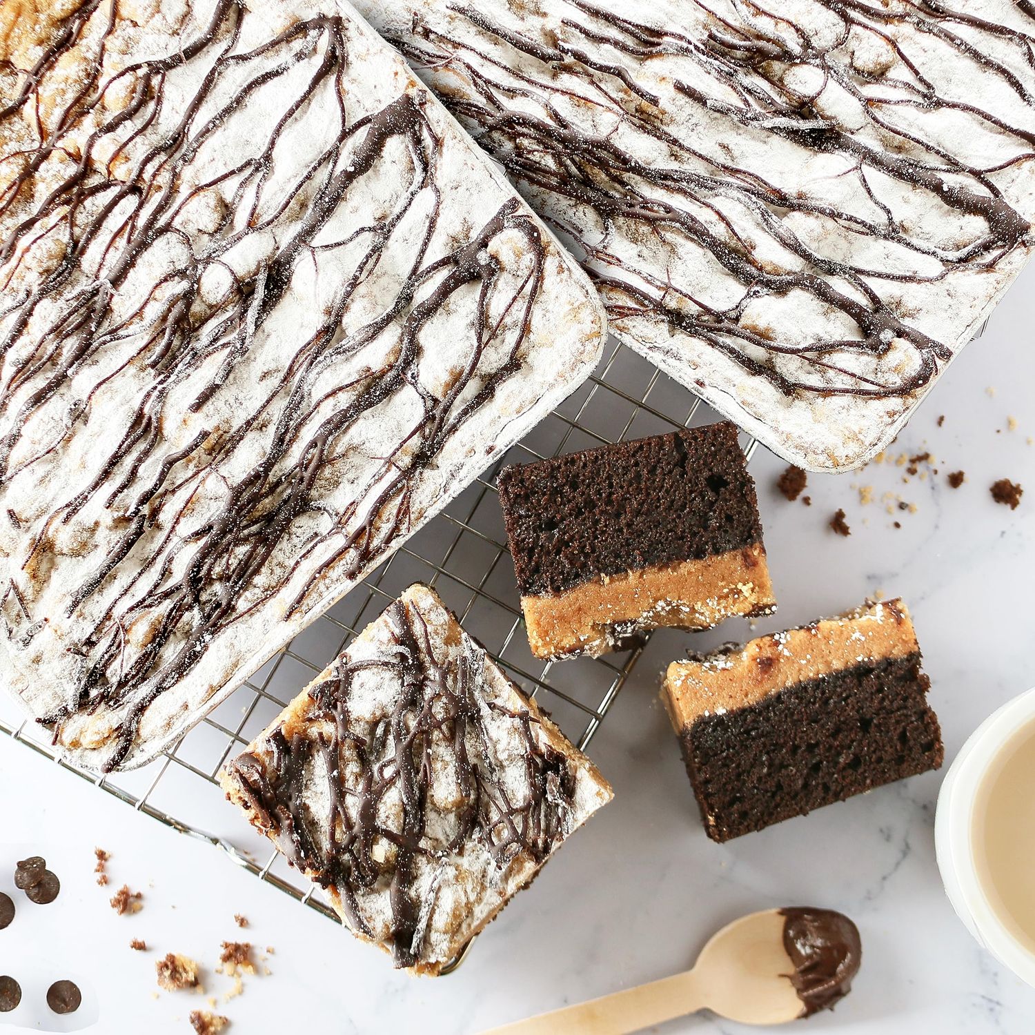 Double Chocolate Crumb Cake with Chocolate Drizzle (2-PACK) 8x8in Moist Chocolate Crumb Cakes for Parties, Housewarming, Birthday, Sympathy, or Any Occasion